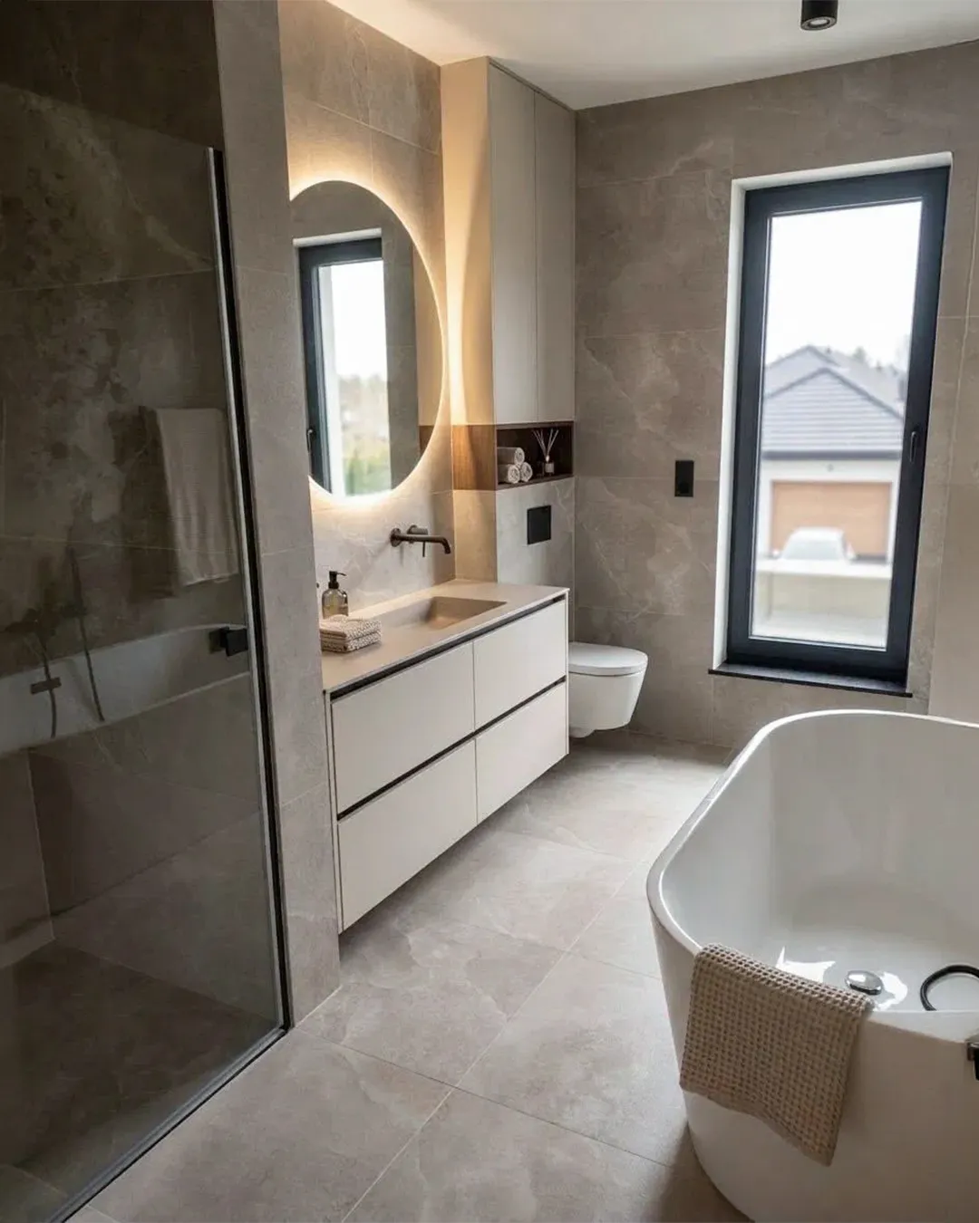 Kompleksowy remont łazienki z wanną wolnostojącą i prysznicem walk-in — Wrocław Jagodno